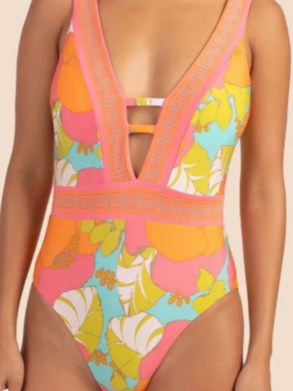 Trina Turk Pink Swimwear with Multicolor Trim